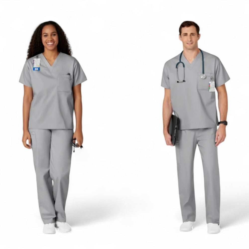 Wonderwink Unisex Work Flex  Medical Nurse Scrubs Set  Top & Pants, Size M